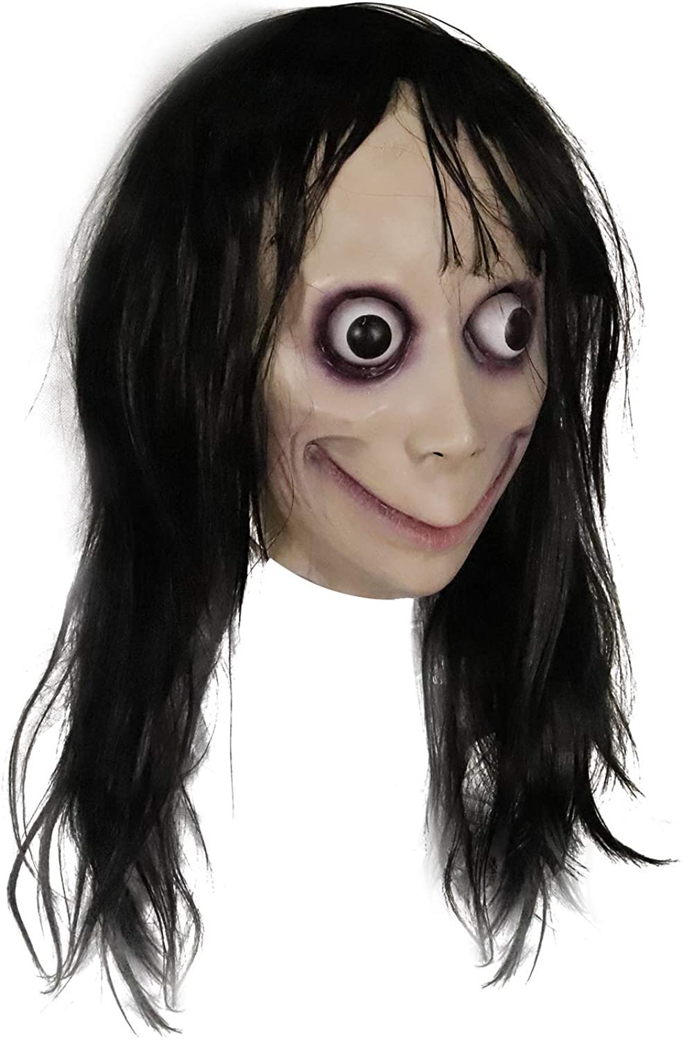 MOMO Mask Horror Devil Mask with Long Hair, Scary Costume Halloween ...