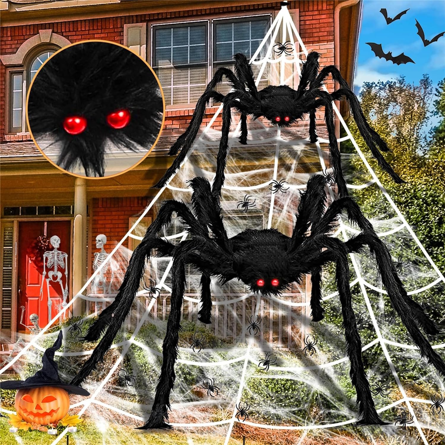 276 Spider Webs Halloween Decorations Outdoor 79 Giant Spider 50