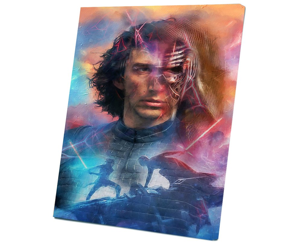 Star Wars The Rise of Skywalker, Rey, Kylo Ren, Adam Driver 8x12 inches Stretched Canvas