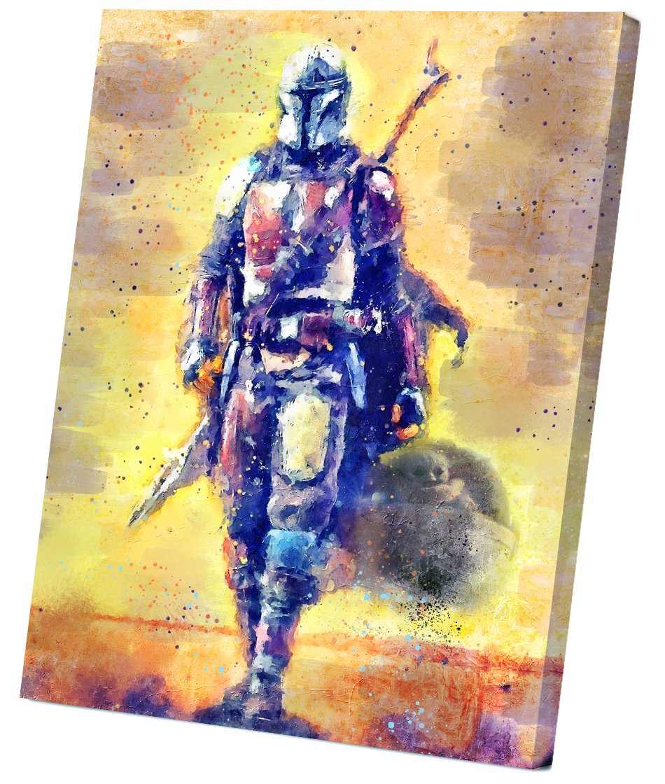 The Mandalorian, Star Wars, Pedro Pascal 14x20 inches Stretched Canvas