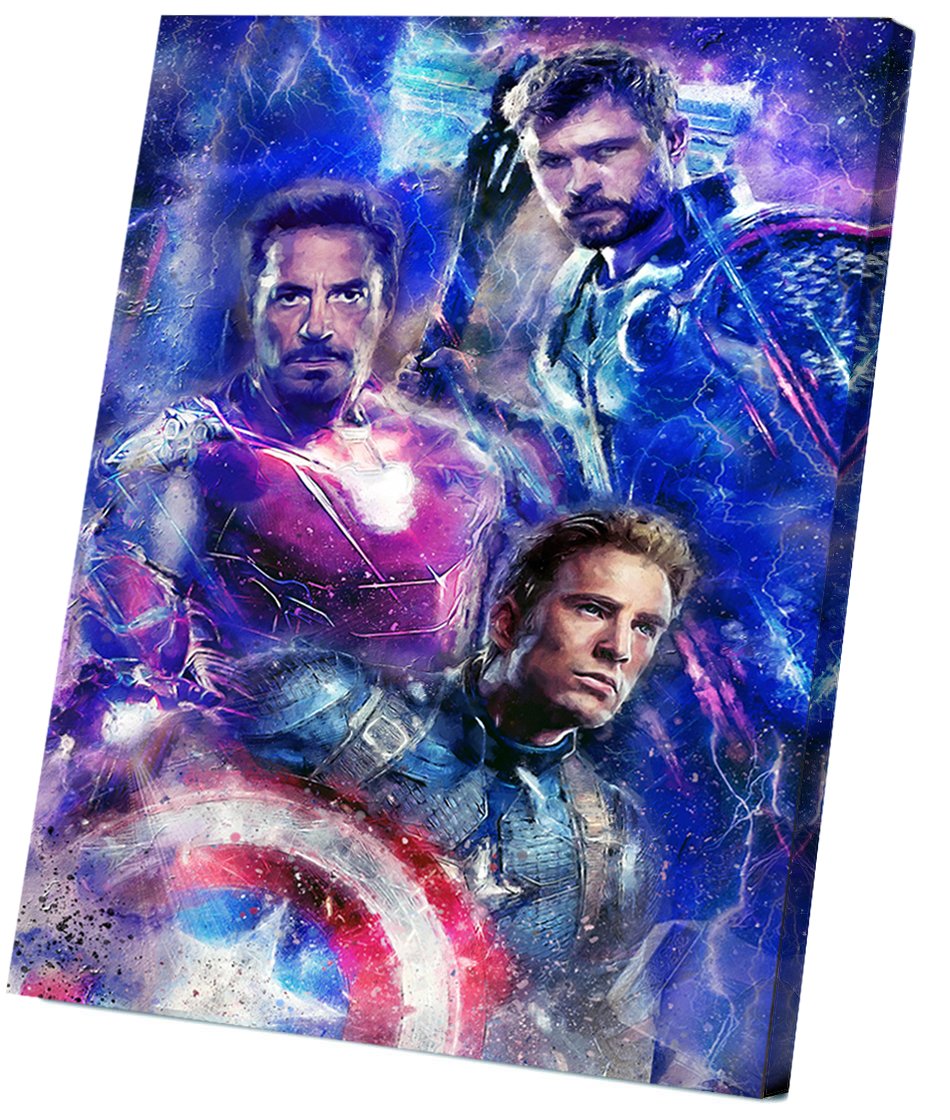 Avengers Endgame, Iron Man, Captain America, Thor 14x20 inches Stretched Canvas