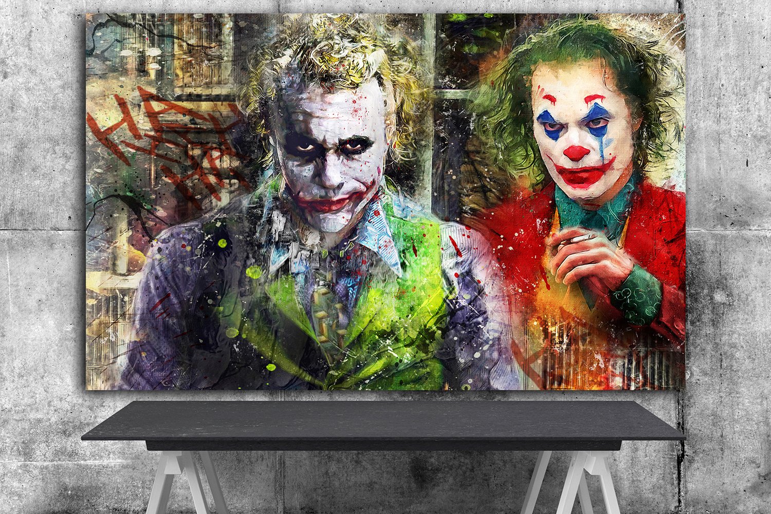 The Joker, Heath Ledger , Joaquin Phoenix ,Arthur Fleck 24x35 inches Canvas Print