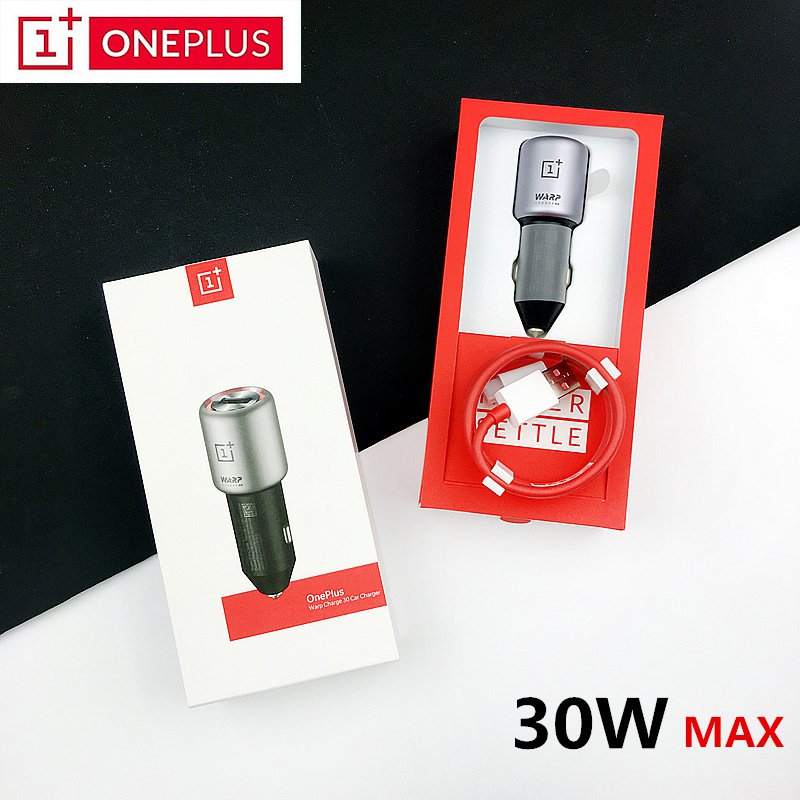 OnePlus 30W Warp Car Charger EU UK Input 12V 24V 4.5A Output 5V 6A Max