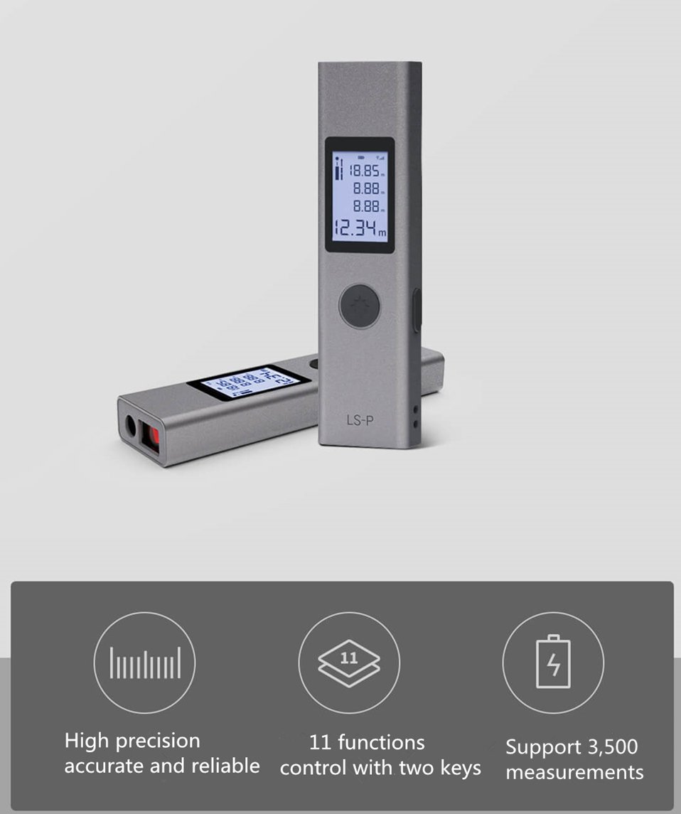 Laser Distance Meter, Rechargeable, Measure Up to 131 feet/40m, Backlight LCD, - ±2mm Accuracy
