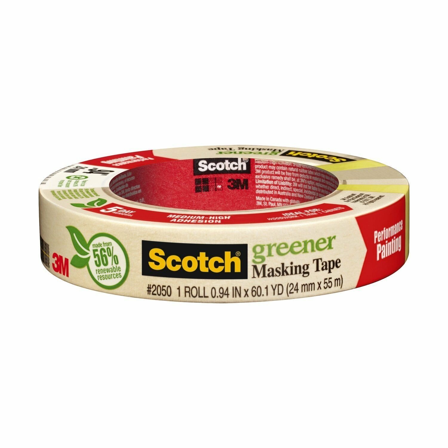 3M Scotch 05618 Masking Tape for General Painting, 24 mm Width, 4-Pack Order