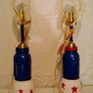 red,white& blue mason jar lamp set