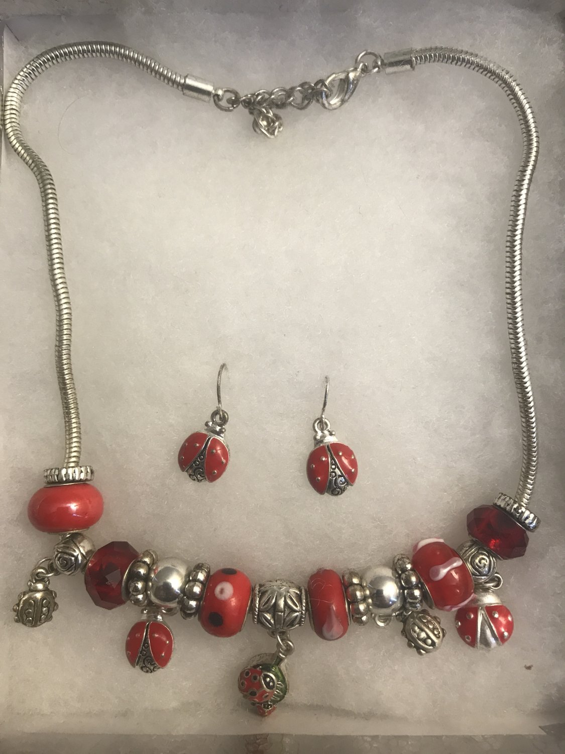 Lady Bug Necklace Set
