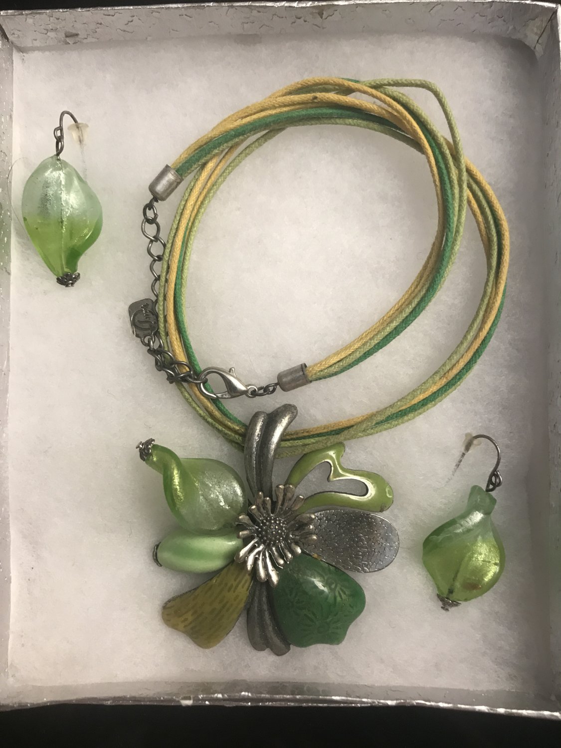 Green Flower Necklace Set
