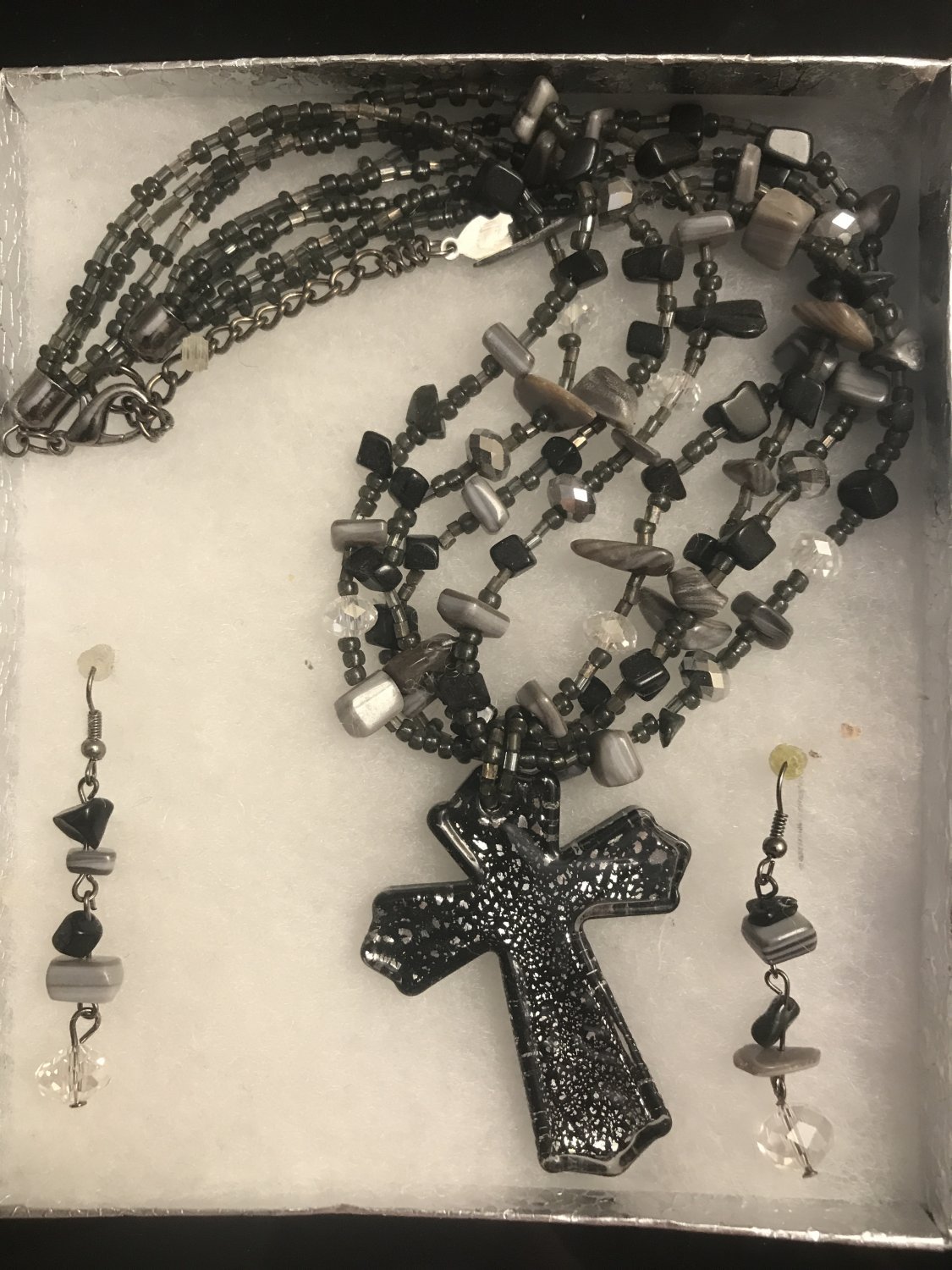 Black Cross Necklace Set