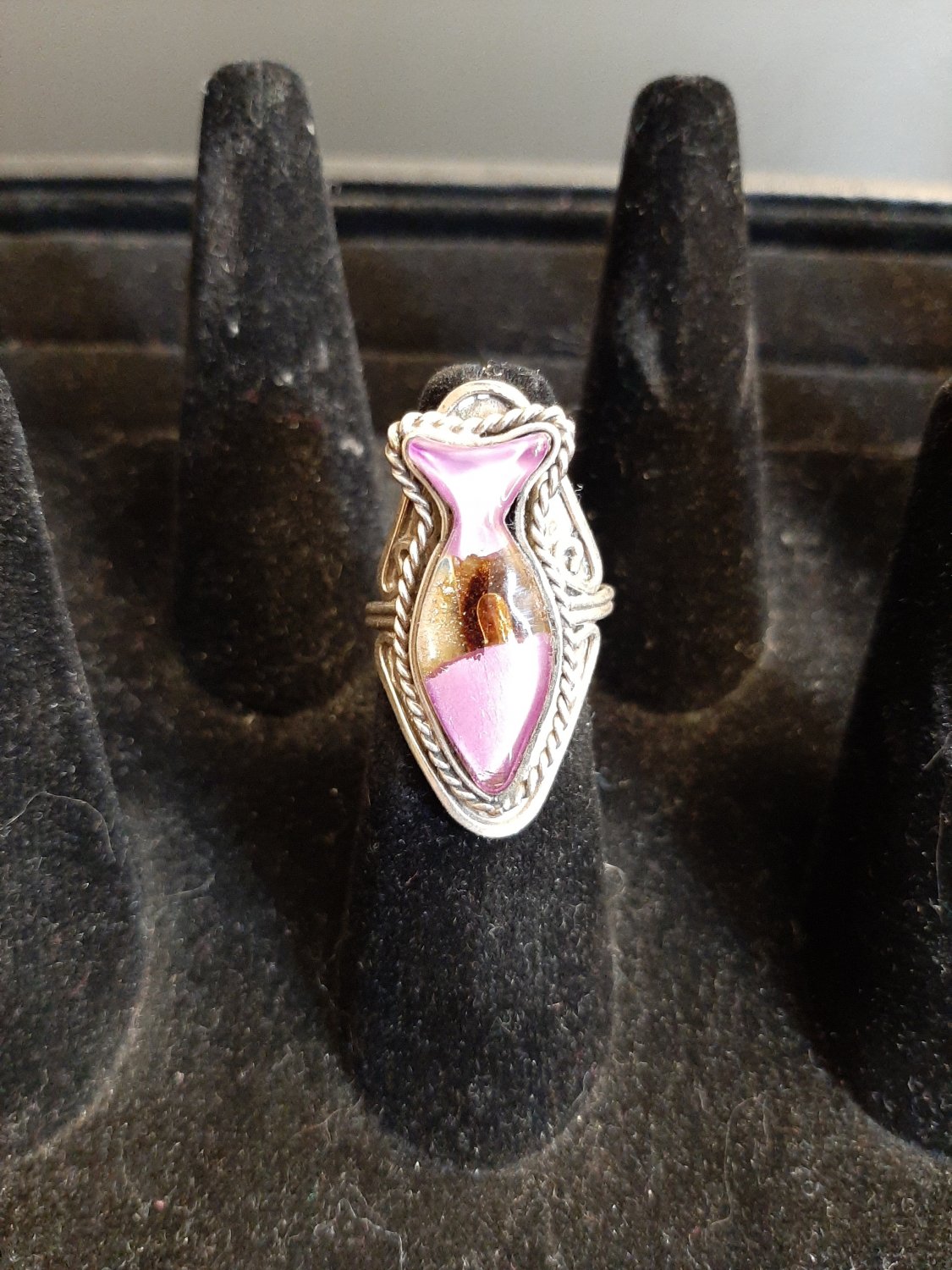 Adjustable Pink and Silver Ring