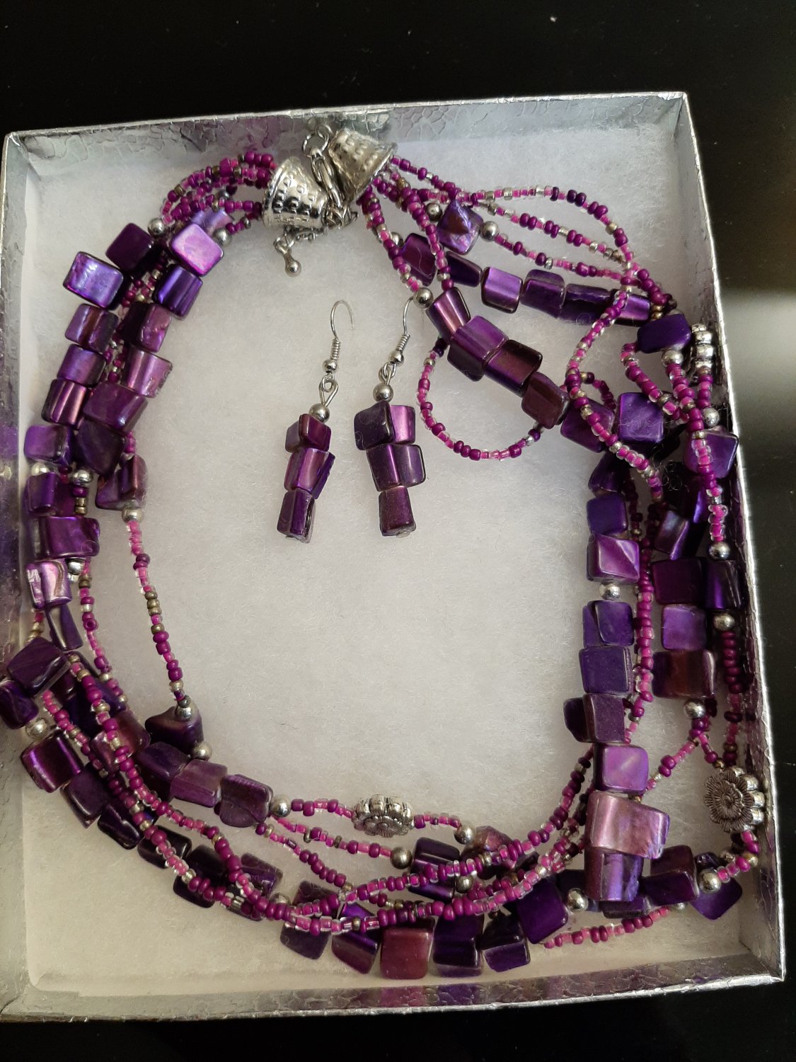 Purple Bead Necklace Set
