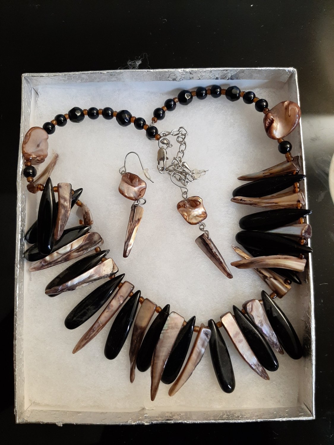 Brown and Black Necklace Set
