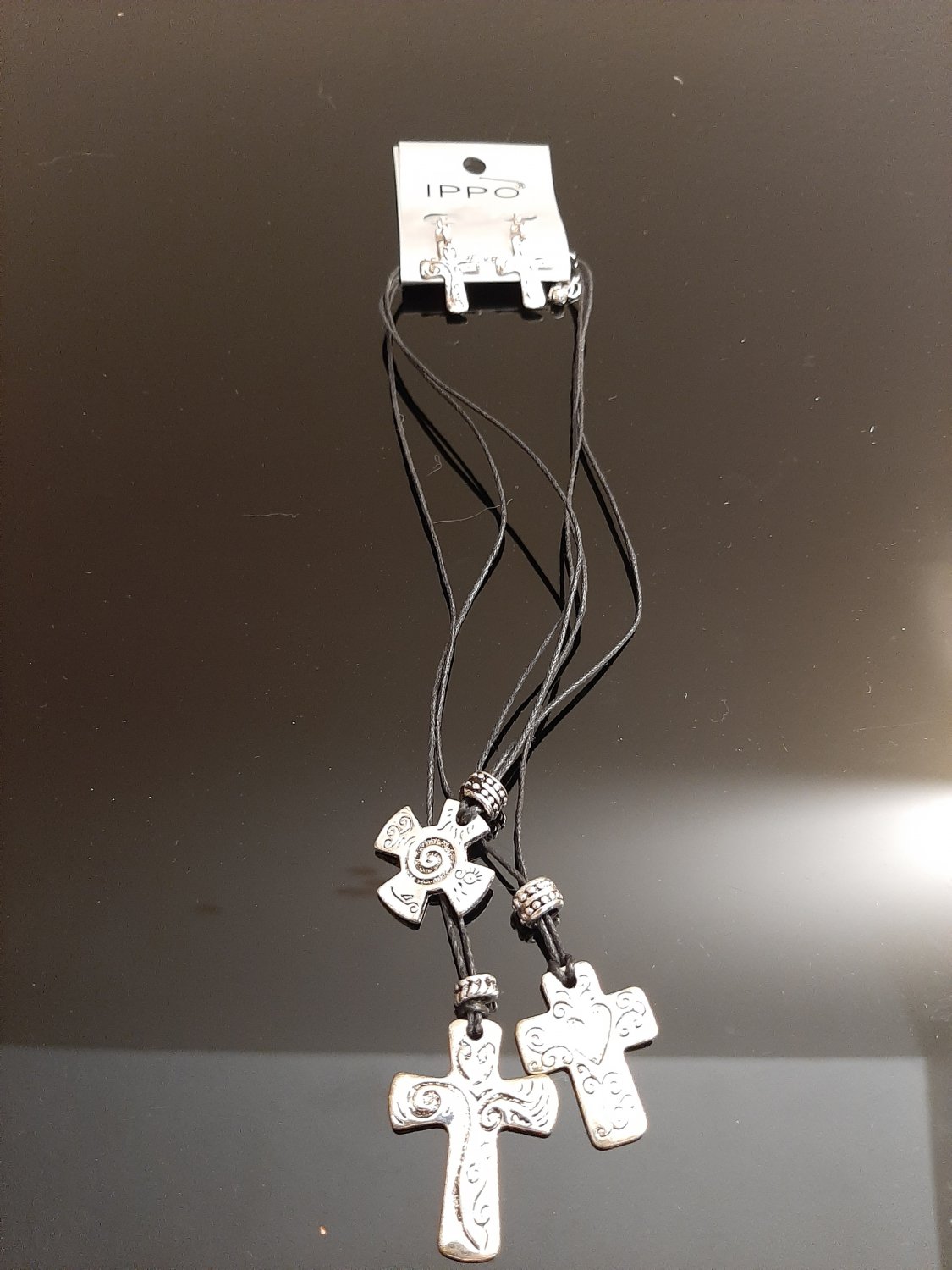 Silver Cross Necklace Set