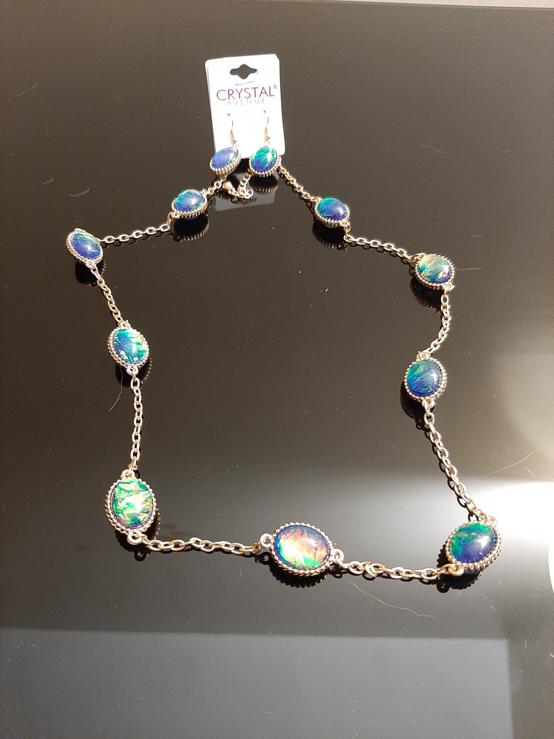 Iridescent Blue Necklace Set