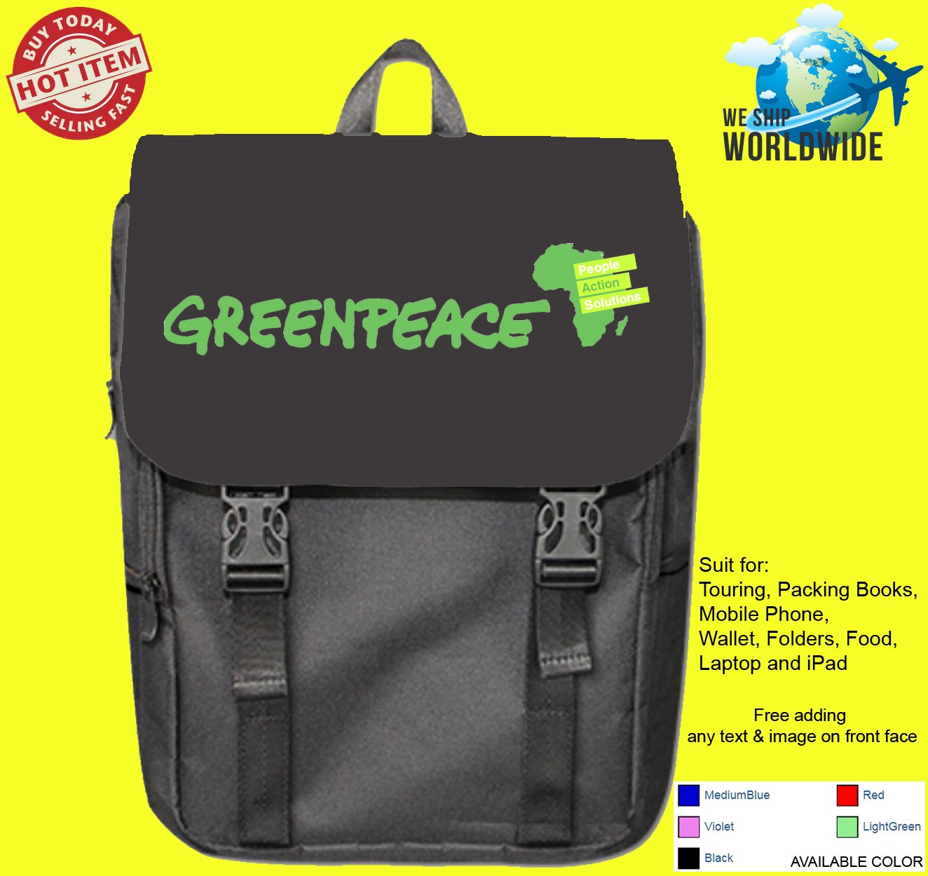 Greenpeace non-governmental organization global environmental organization  Backpack bags