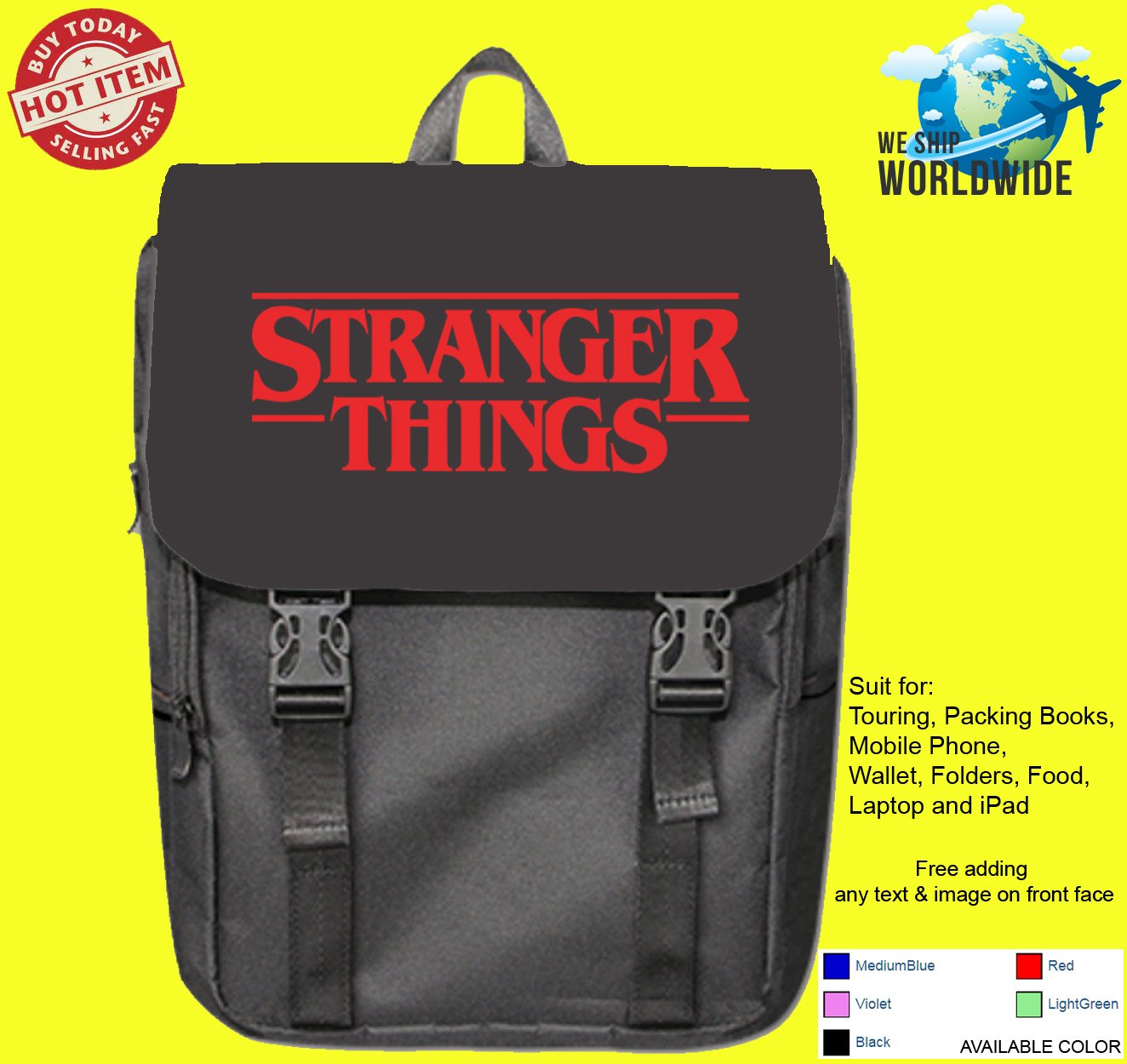 Stranger Things science fiction horror web television series Backpack bags
