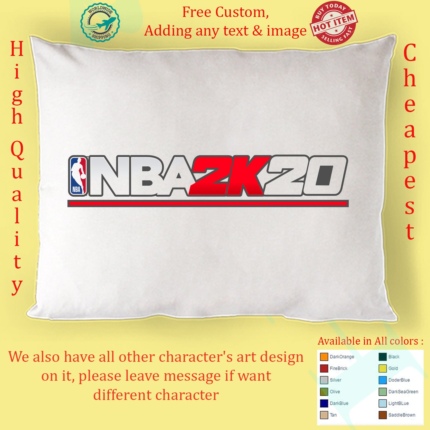 NBA 2K20 basketball simulation video game NBA PS4 Pillow Cases