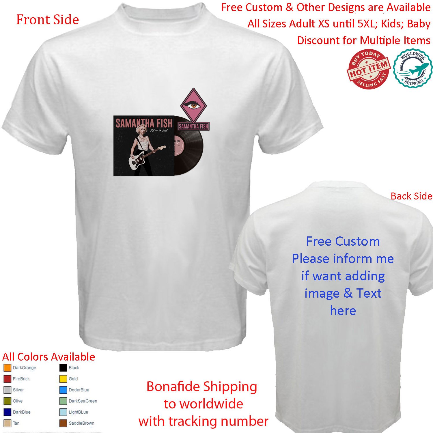 Samantha Fish Kill or Be Kind New albums Blues 2 Shirt Size adult XS-5XL Kids Toddler Infants
