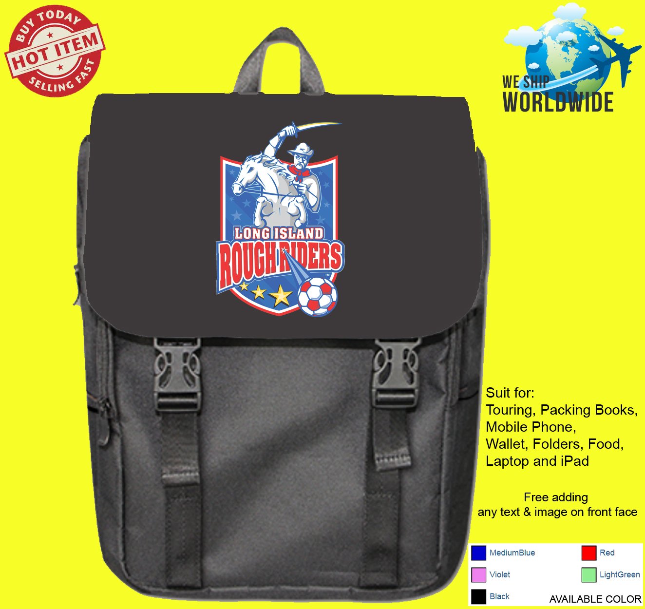Long Island Rough Riders soccer USL Hofstra University Backpack bags