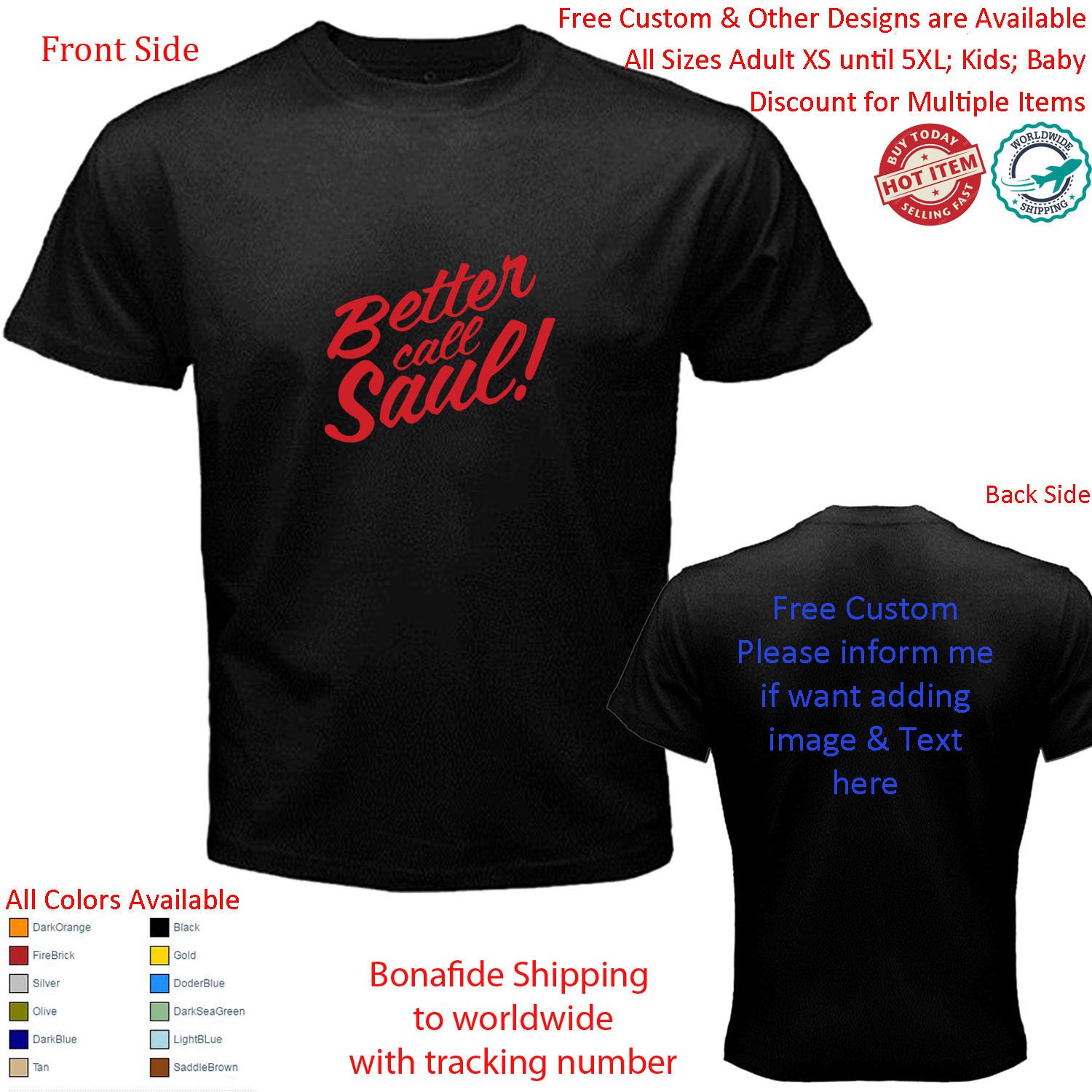 Better Call Saul American tv crime drama comedy series 3 Size adult XS-5XL Kids Toddler Infants