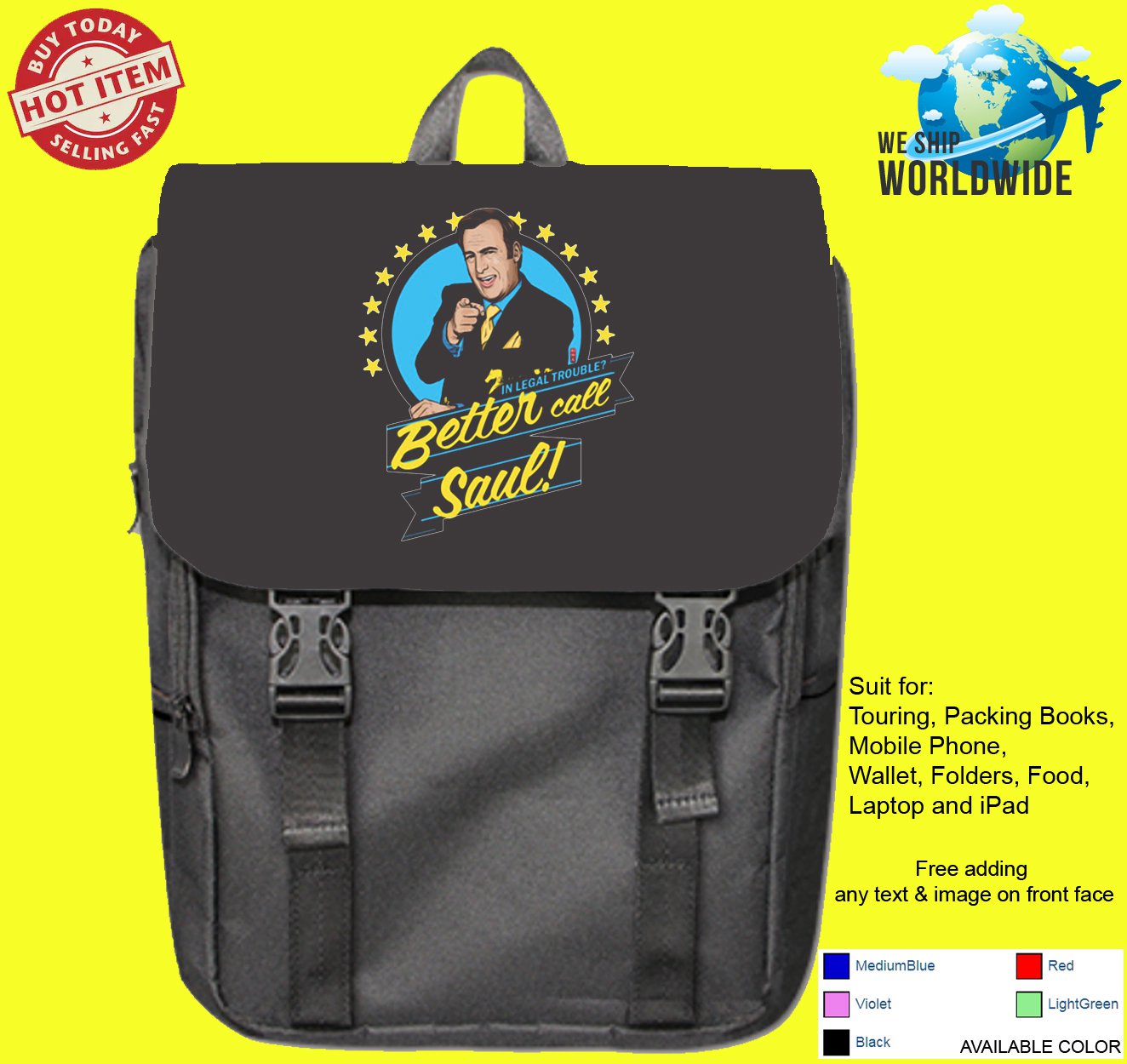 Better Call Saul American tv crime drama comedy 3 Backpack bags