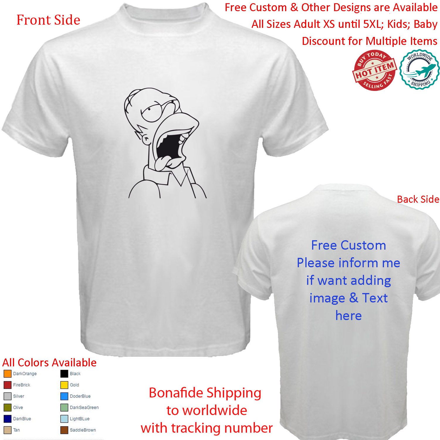 The Simpsons American animated sitcom Groening Fox 5 T-Shirt Size adult XS-5XL Kids Toddler Infants