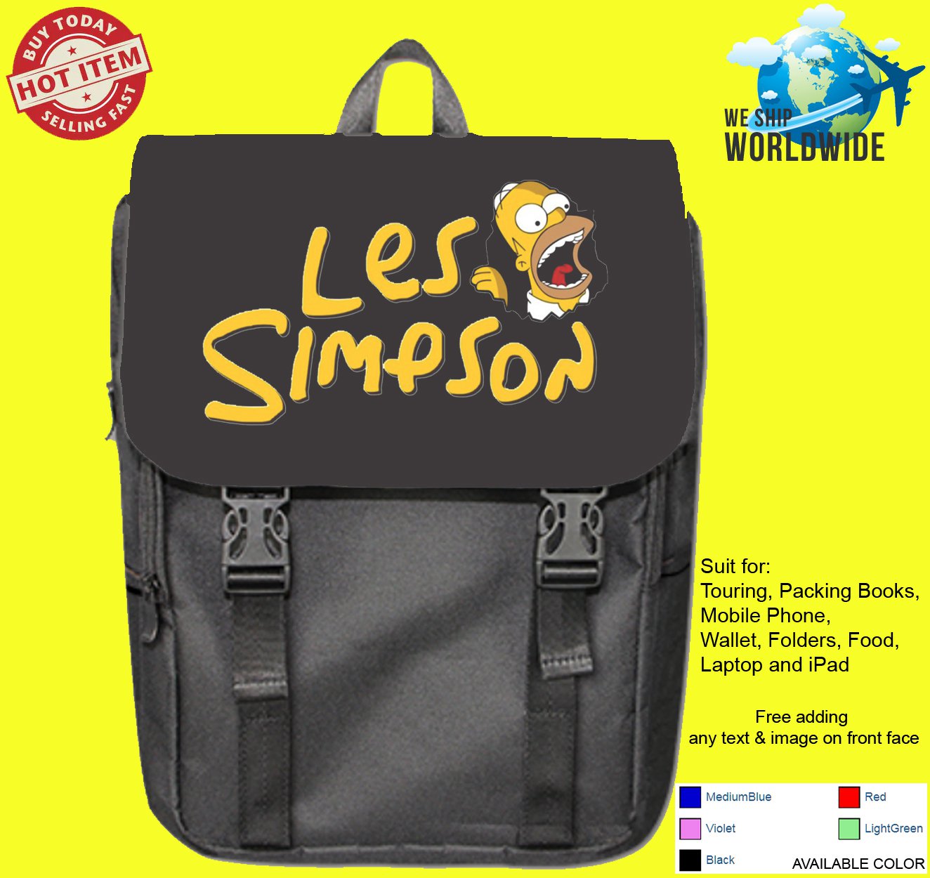 The Simpsons American animated sitcom Matt Groening Fox 2 Backpack bags