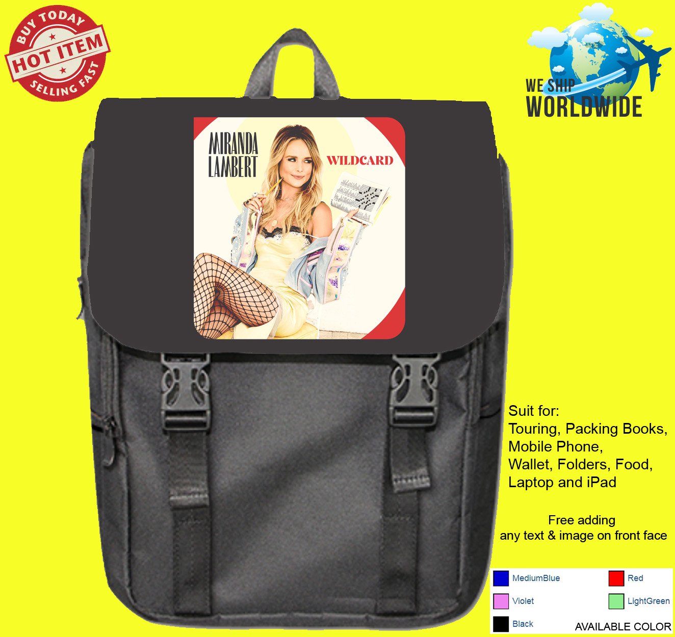 Miranda Lambert Wildcard New Albums 7th Country USA Backpack bags