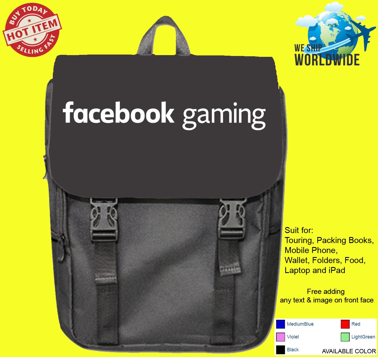 Facebook online social media Networking Gaming USA Backpack bags