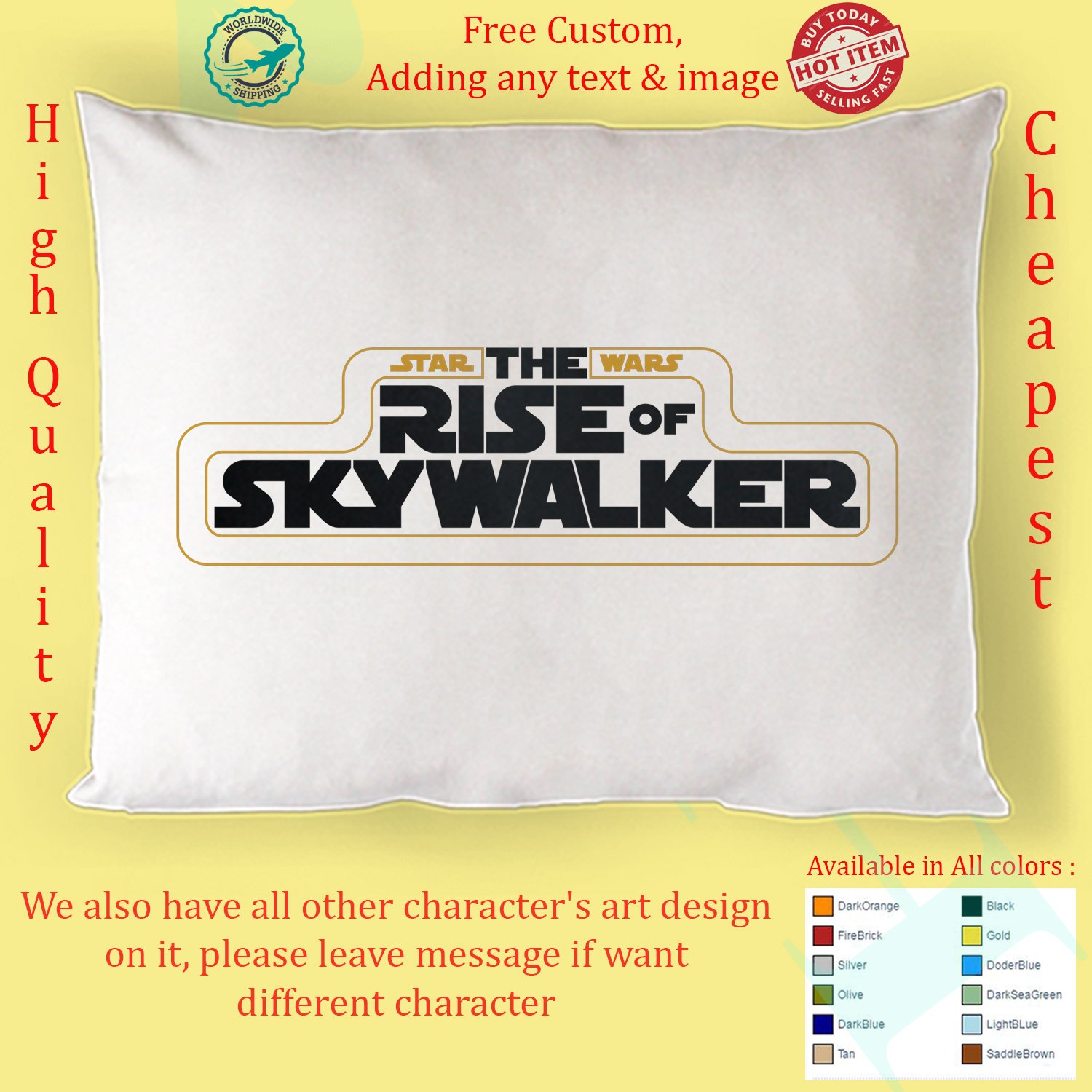 Star Wars The Rise of Skywalker USA epic space opera film 2 Pillow Cases