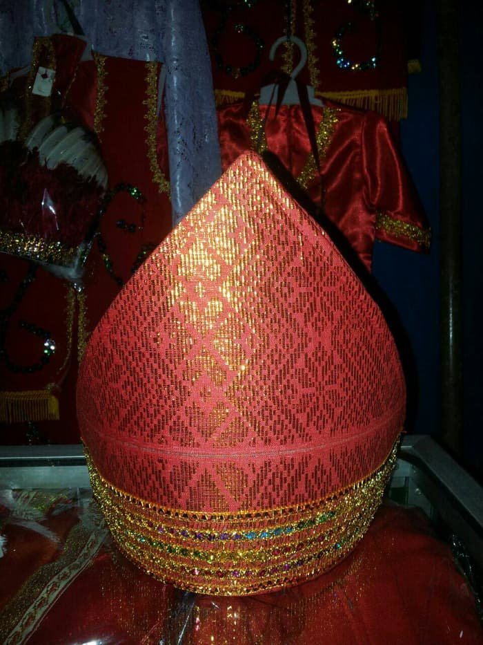 Hat Cap Ethnic Sumatra Red Cotton