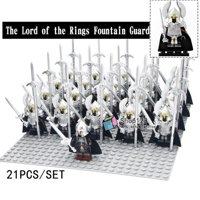 21pcs/set Gondor Soldiers Fountain Guard The Lord of the Rings Minifigures Block