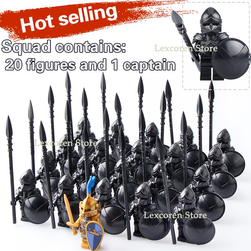 21pcs/set Medieval Castle The Black Armored knight army Minifigures Toys