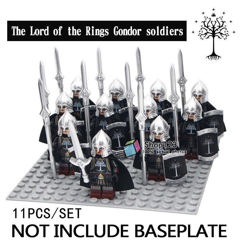 11pcs/set Gondor Soldiers Knights with Spear Lord of the Rings Minifigures