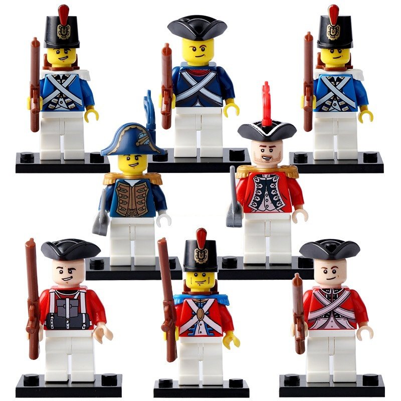 8pcs/set American Revolutionary War Chief Red coat Royal Navy Minifigures