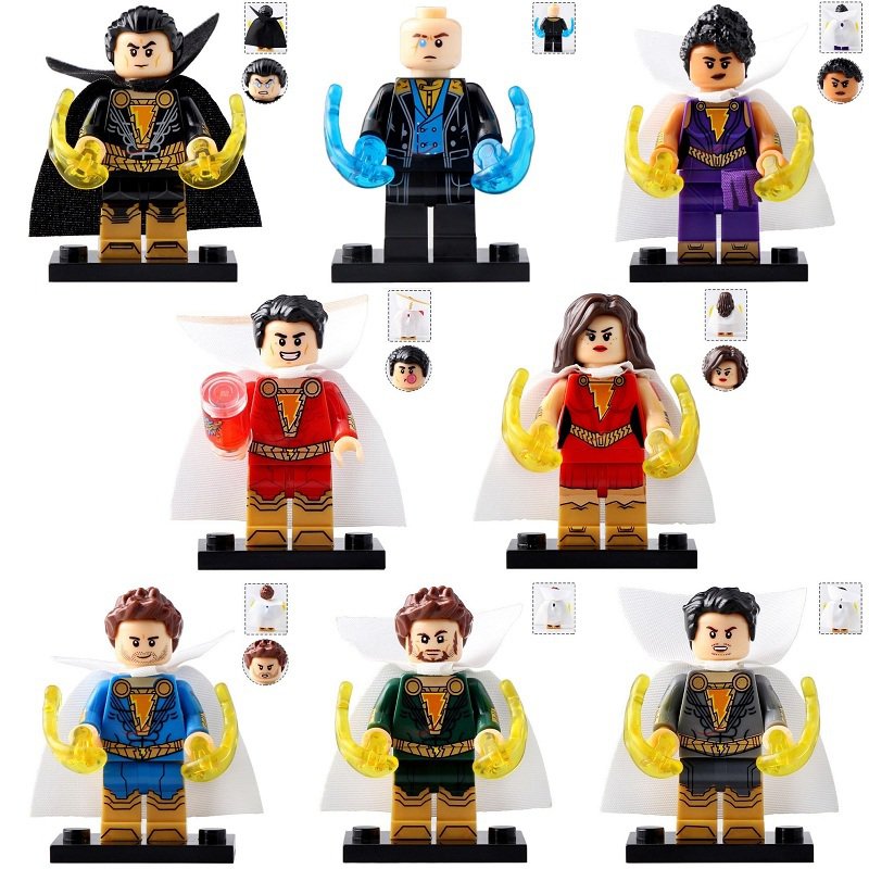 8pcs/set DC Shazam Family Freddy Freeman Pedro Black Adam Sivana Minifigure