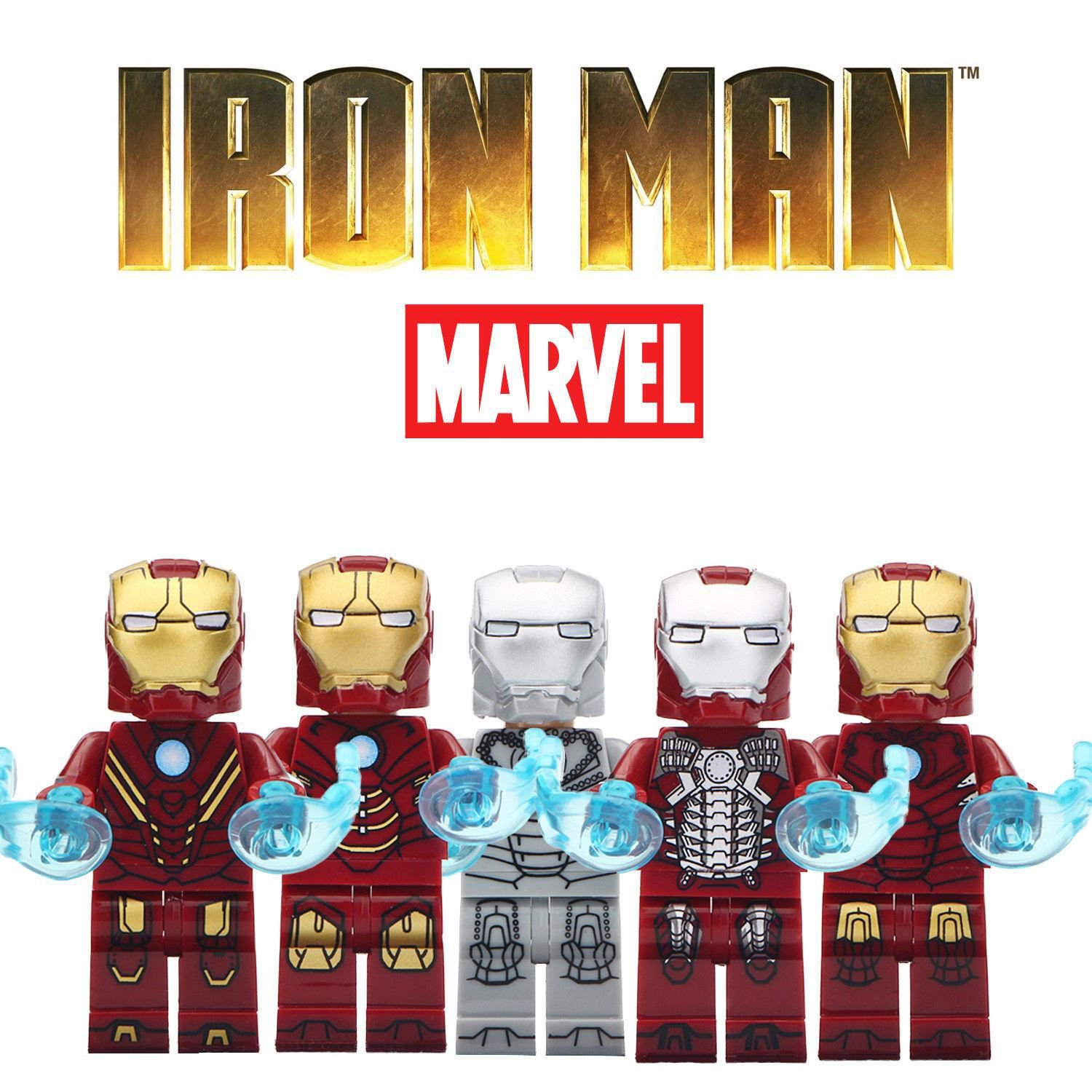 5pcs Marvel Iron Man Armor Collection MK2 MK3 MK8 Minifigures Gift