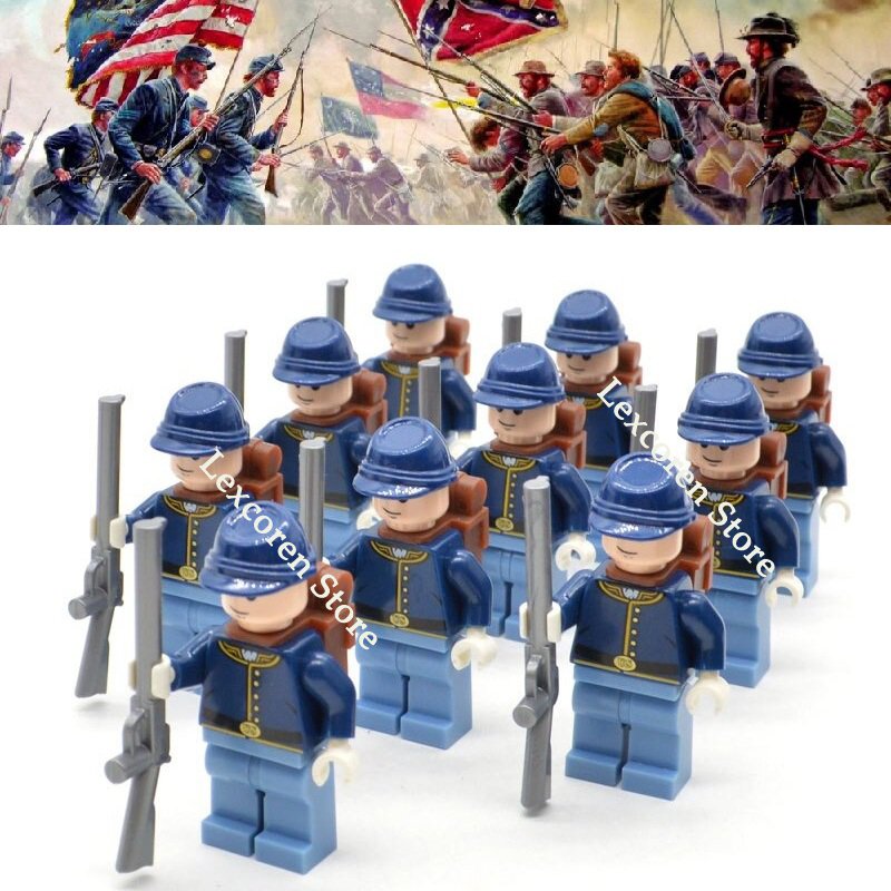 10pcs The North US Soldiers American Civil War Limited Version Minifigures
