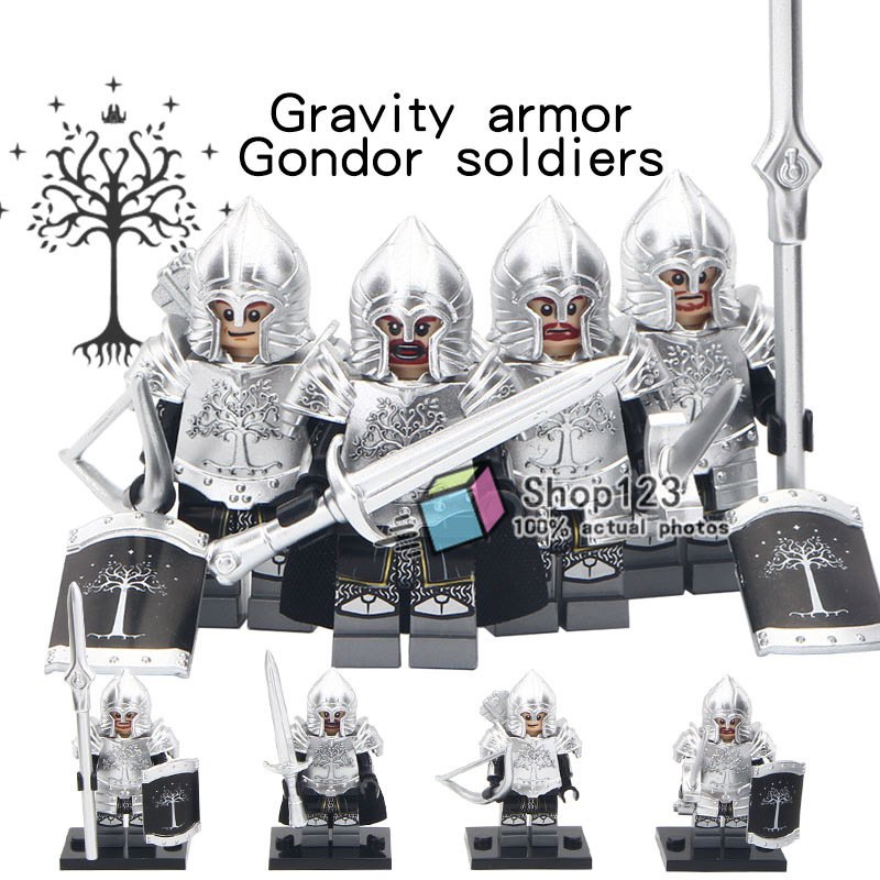 4pcs/set Gondor Soldier with Armor and weapons The Lord of the Rings Minifigures