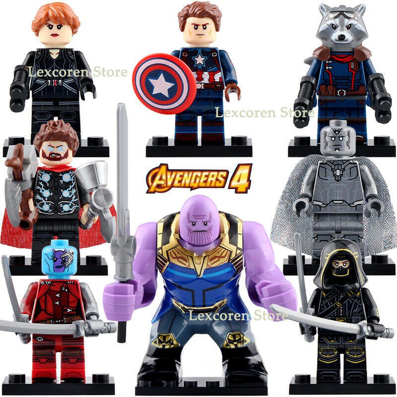 8pcs/set Marvel Endgame Thanos Hawkeye Nebula Thor Rocket Vision Minifigure