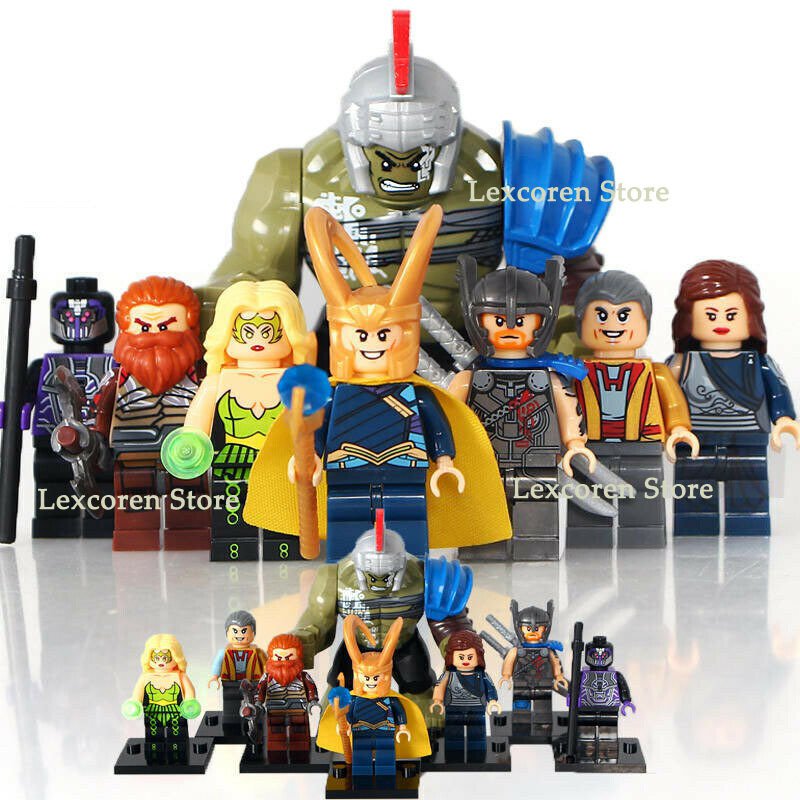 8pcs/set Marvel Thor Ragnarok Hulk Loki Volstagg Grandmaster Minifigures