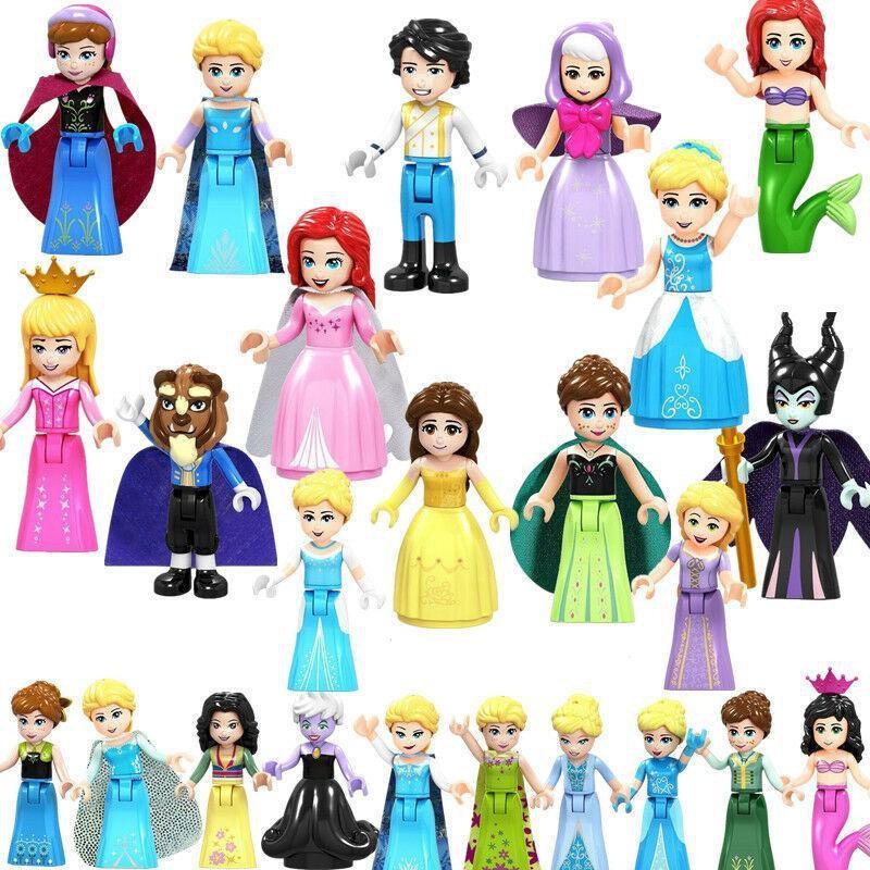 24Pcs/set Disney Princess Full Collection Mermaid Cinderella Minifigures