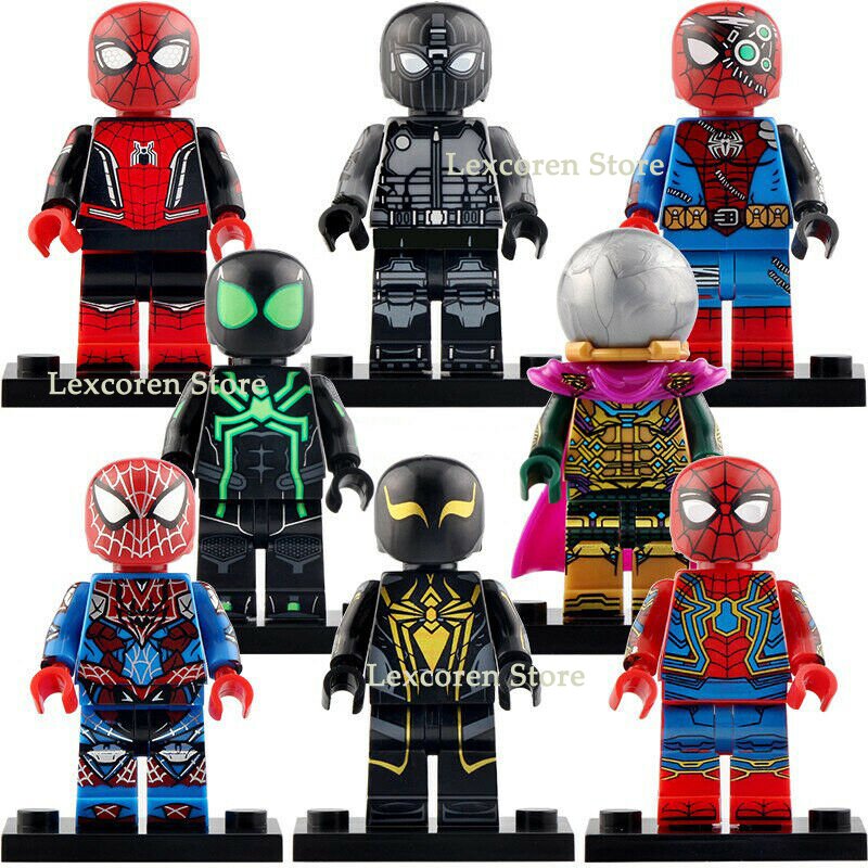 8pcs/set Spiderman Armor - Stealth Suit Spider-Armor MK 2 Mysterio Minifigures
