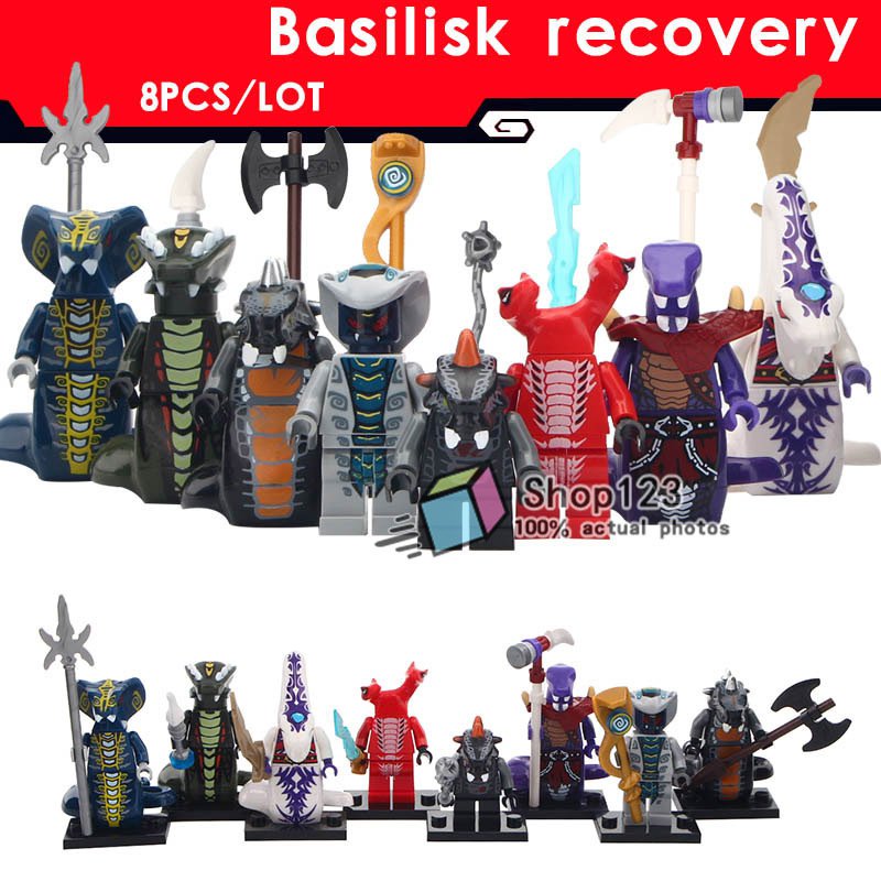 8pcs/set Ninjago Cartoon Monsters Snake Acidicus Skales Rattla Bytar Minifigures