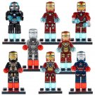 8pcs/set Marvel Avengers Iron Man Armor MK46 MK2 War Machine Minifigures Block