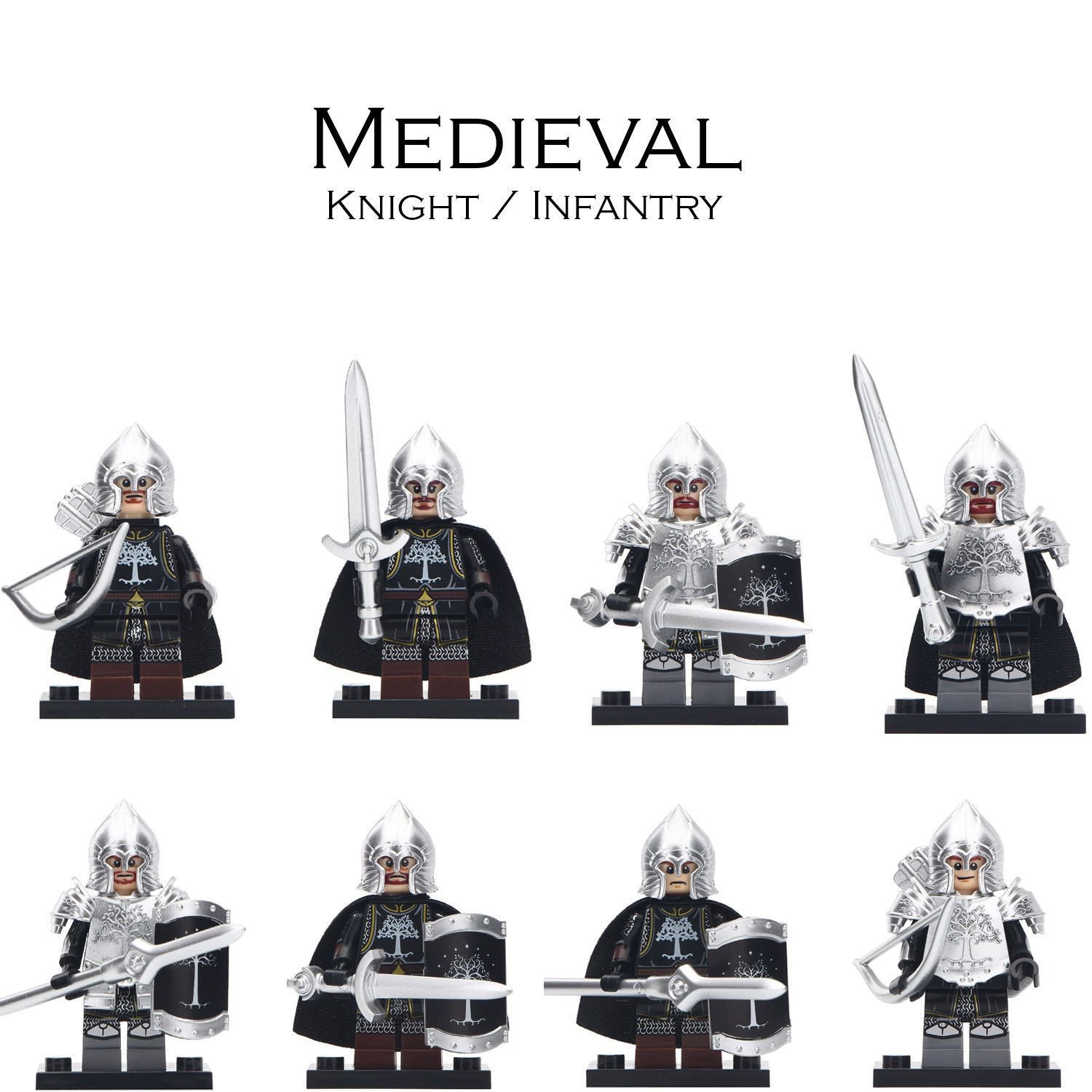 8pcs Gondor Soldier Infantry Shiled Archer The Lord of the Rings Minifigures