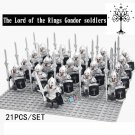 21pcs The Lord of the Rings Minifigures Gondor Soldiers Spear With Metal Armor