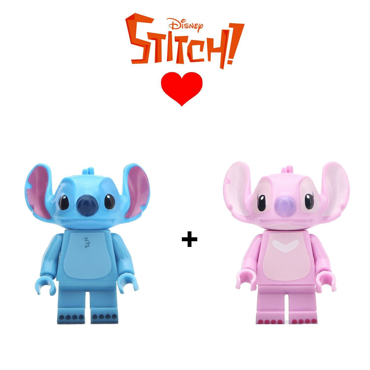 2pcs/set Disney Stitch and Angel Moc Minifigures Block Gift For Kids