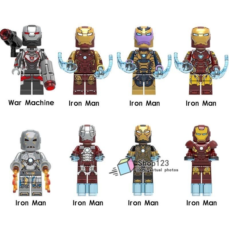 8pcs/set Iron Man MK1 MK50 War Machine Super Heroes Marvel Avengers Minifigures