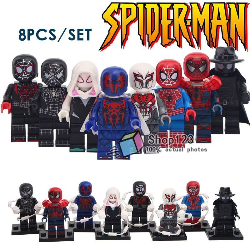 8pcs/set Spider-Man Into the Spider-Verse Movie Spider-Woman Noir Minifigures